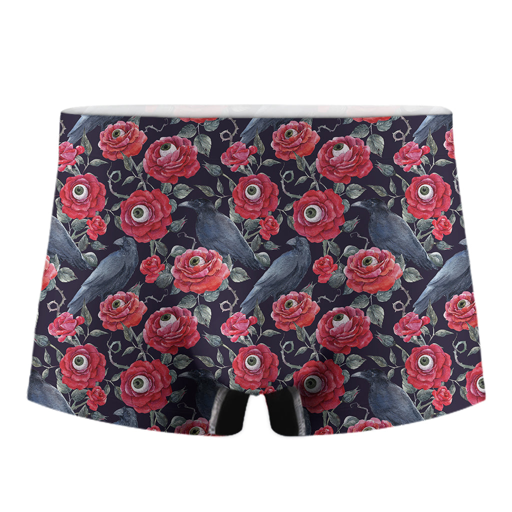 Eyeball Rose Pattern Print Men's Boxer Briefs