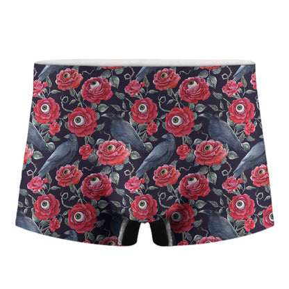 Eyeball Rose Pattern Print Men's Boxer Briefs