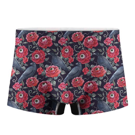 Eyeball Rose Pattern Print Men's Boxer Briefs