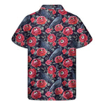 Eyeball Rose Pattern Print Men's Short Sleeve Shirt