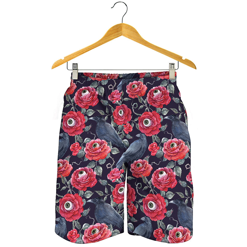 Eyeball Rose Pattern Print Men's Shorts