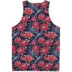 Eyeball Rose Pattern Print Men's Tank Top