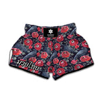 Eyeball Rose Pattern Print Muay Thai Boxing Shorts