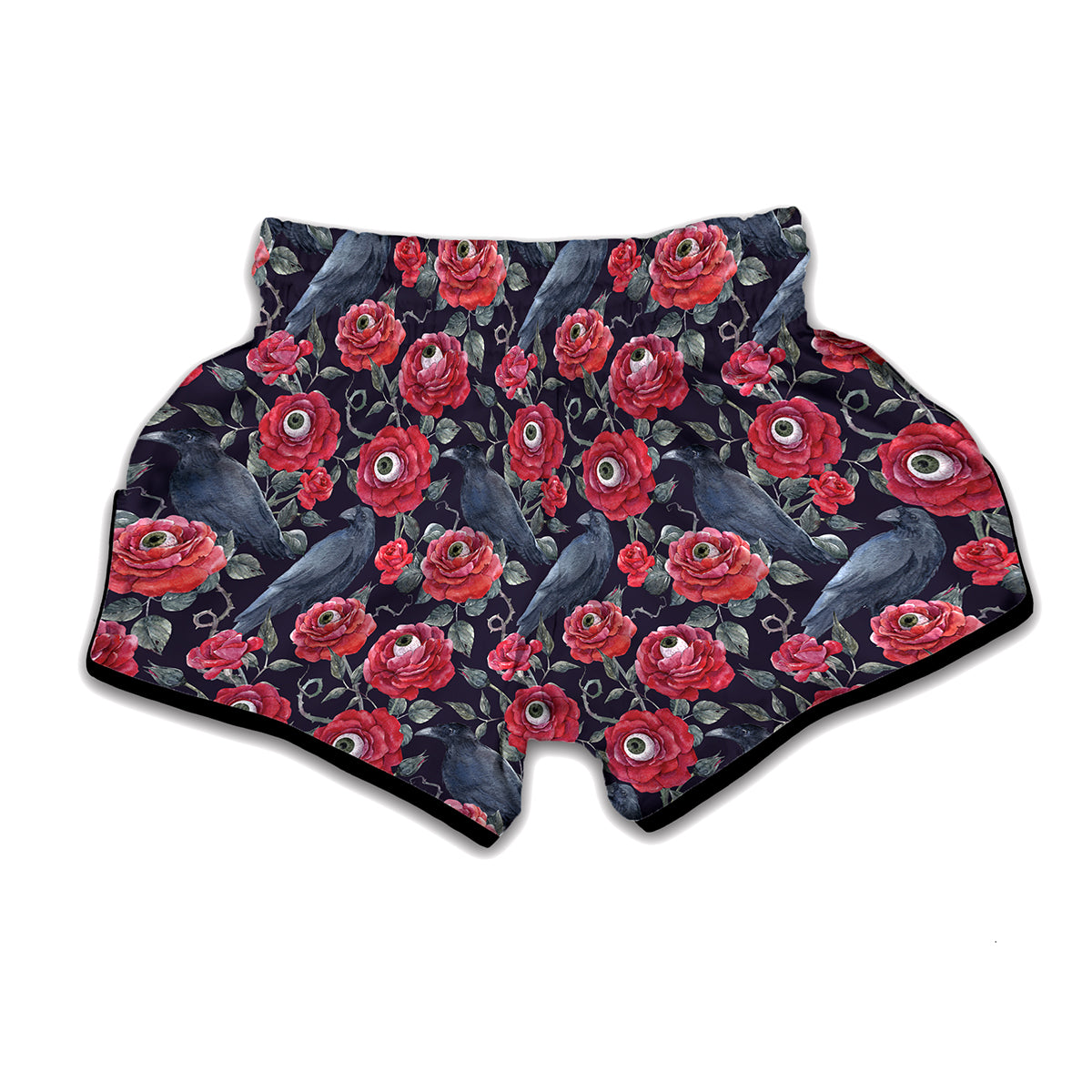 Eyeball Rose Pattern Print Muay Thai Boxing Shorts
