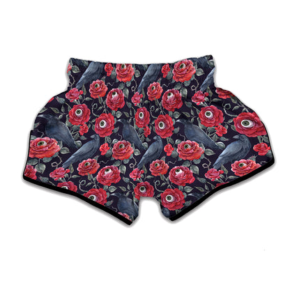 Eyeball Rose Pattern Print Muay Thai Boxing Shorts