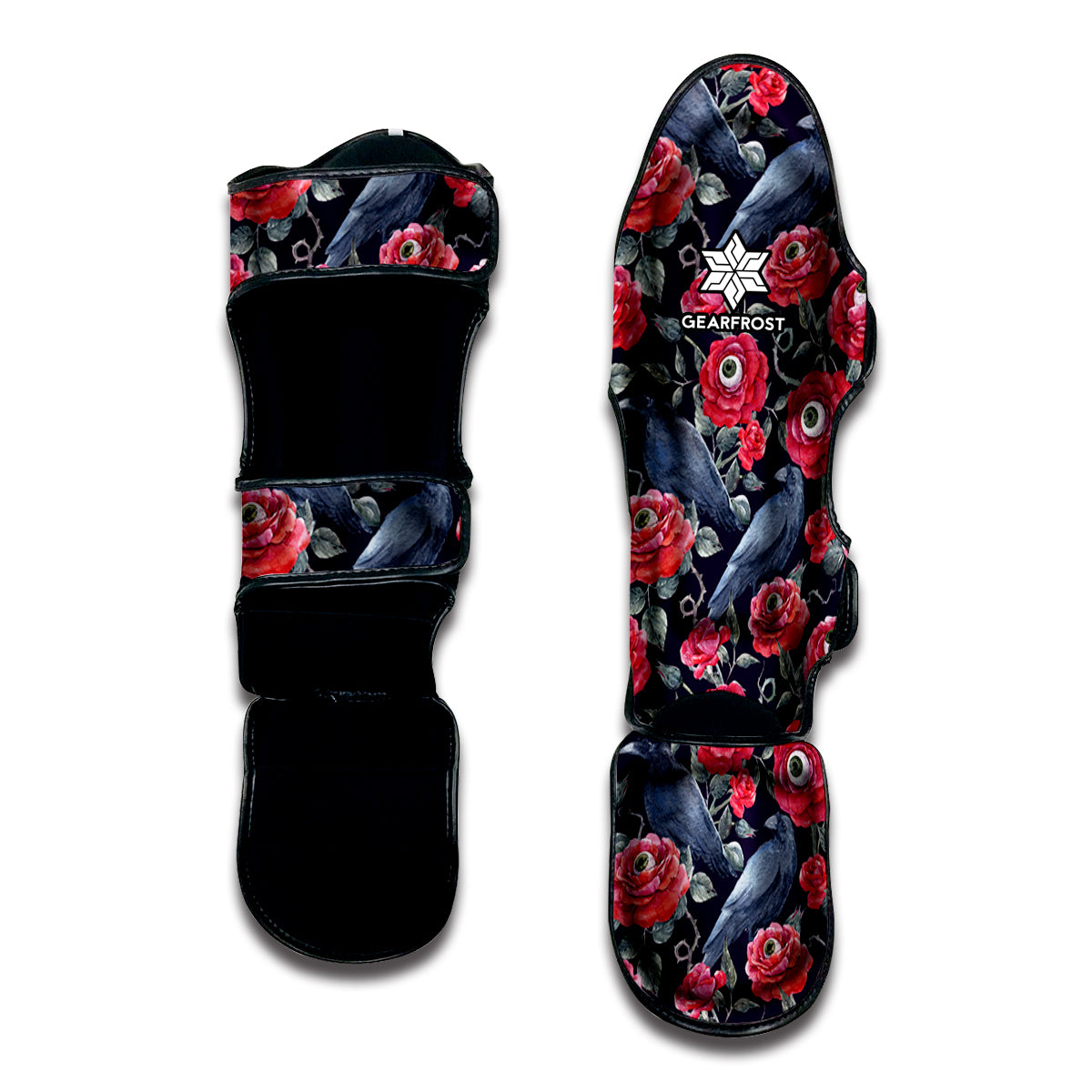 Eyeball Rose Pattern Print Muay Thai Shin Guard