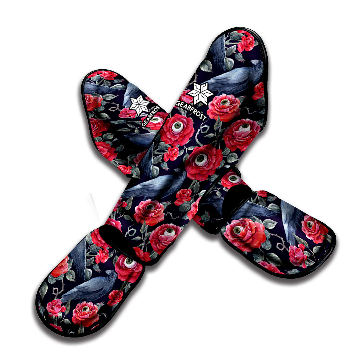 Eyeball Rose Pattern Print Muay Thai Shin Guard