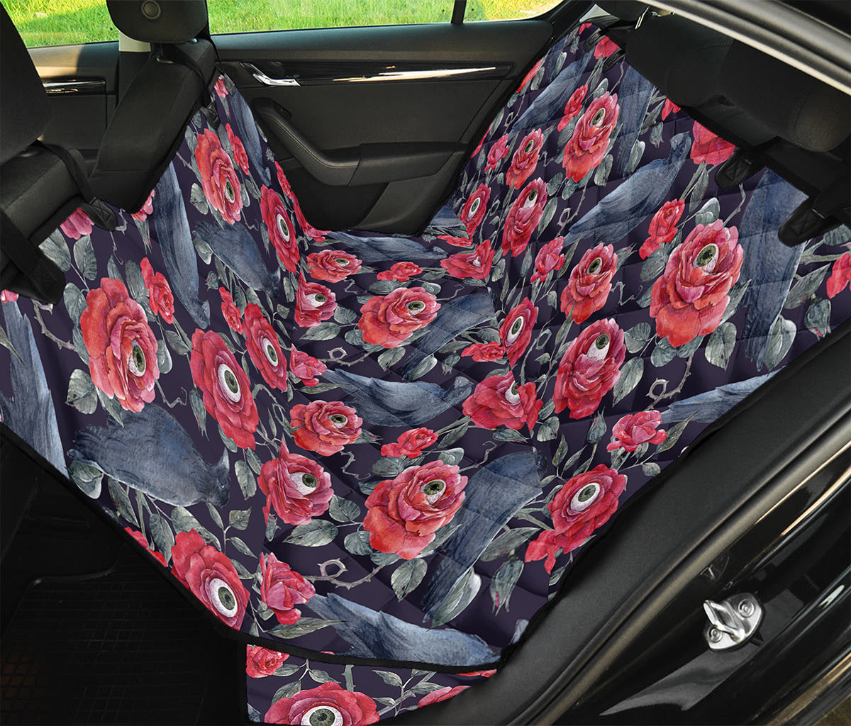 Eyeball Rose Pattern Print Pet Car Back Seat Cover