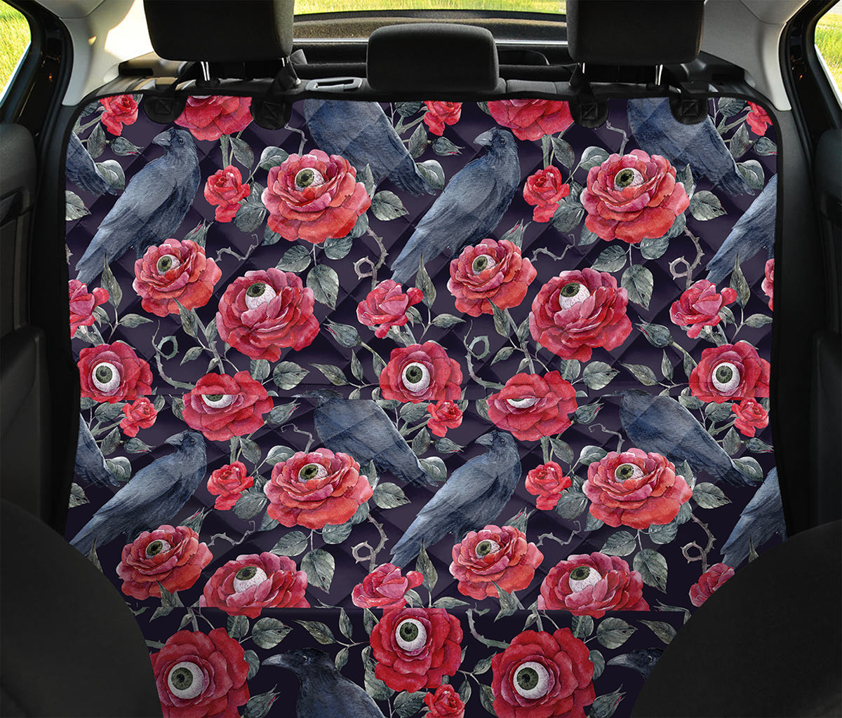 Eyeball Rose Pattern Print Pet Car Back Seat Cover