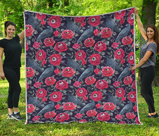 Eyeball Rose Pattern Print Quilt