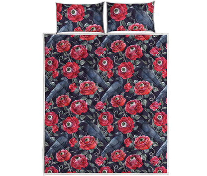 Eyeball Rose Pattern Print Quilt Bed Set