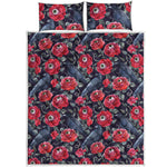 Eyeball Rose Pattern Print Quilt Bed Set