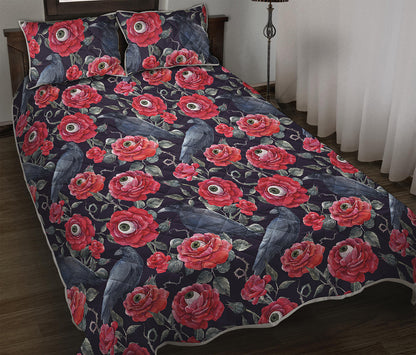 Eyeball Rose Pattern Print Quilt Bed Set