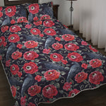 Eyeball Rose Pattern Print Quilt Bed Set