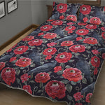 Eyeball Rose Pattern Print Quilt Bed Set