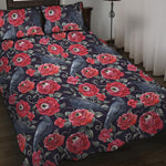 Eyeball Rose Pattern Print Quilt Bed Set