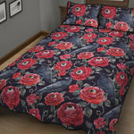 Eyeball Rose Pattern Print Quilt Bed Set