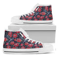 Eyeball Rose Pattern Print White High Top Sneakers