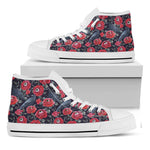 Eyeball Rose Pattern Print White High Top Shoes
