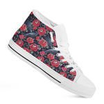 Eyeball Rose Pattern Print White High Top Shoes