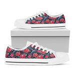 Eyeball Rose Pattern Print White Low Top Shoes