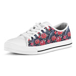 Eyeball Rose Pattern Print White Low Top Shoes