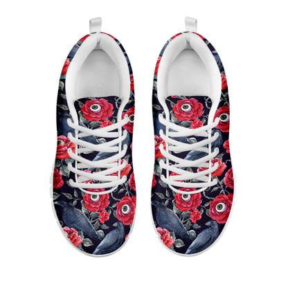 Eyeball Rose Pattern Print White Sneakers