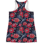 Eyeball Rose Pattern Print Women's Racerback Tank Top
