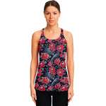 Eyeball Rose Pattern Print Women's Racerback Tank Top