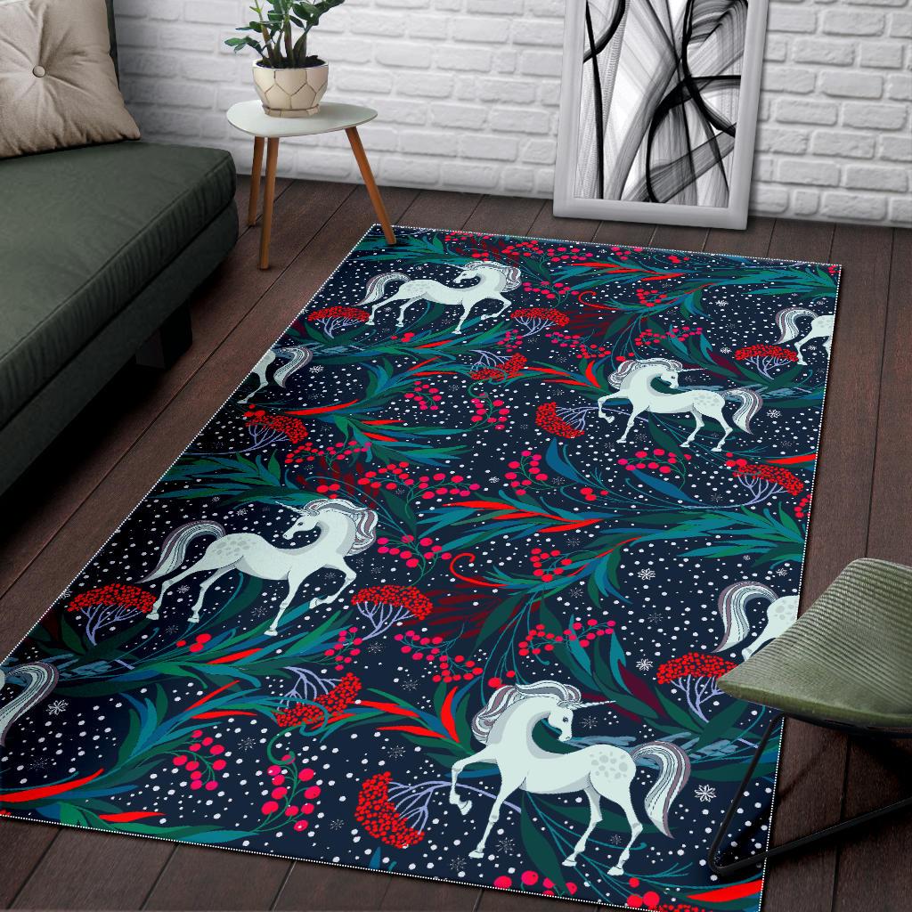 Fairy Floral Unicorn Pattern Print Area Rug GearFrost
