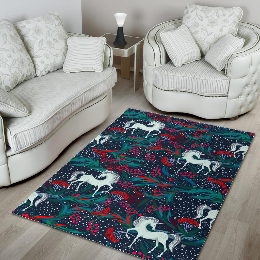 Fairy Floral Unicorn Pattern Print Area Rug GearFrost