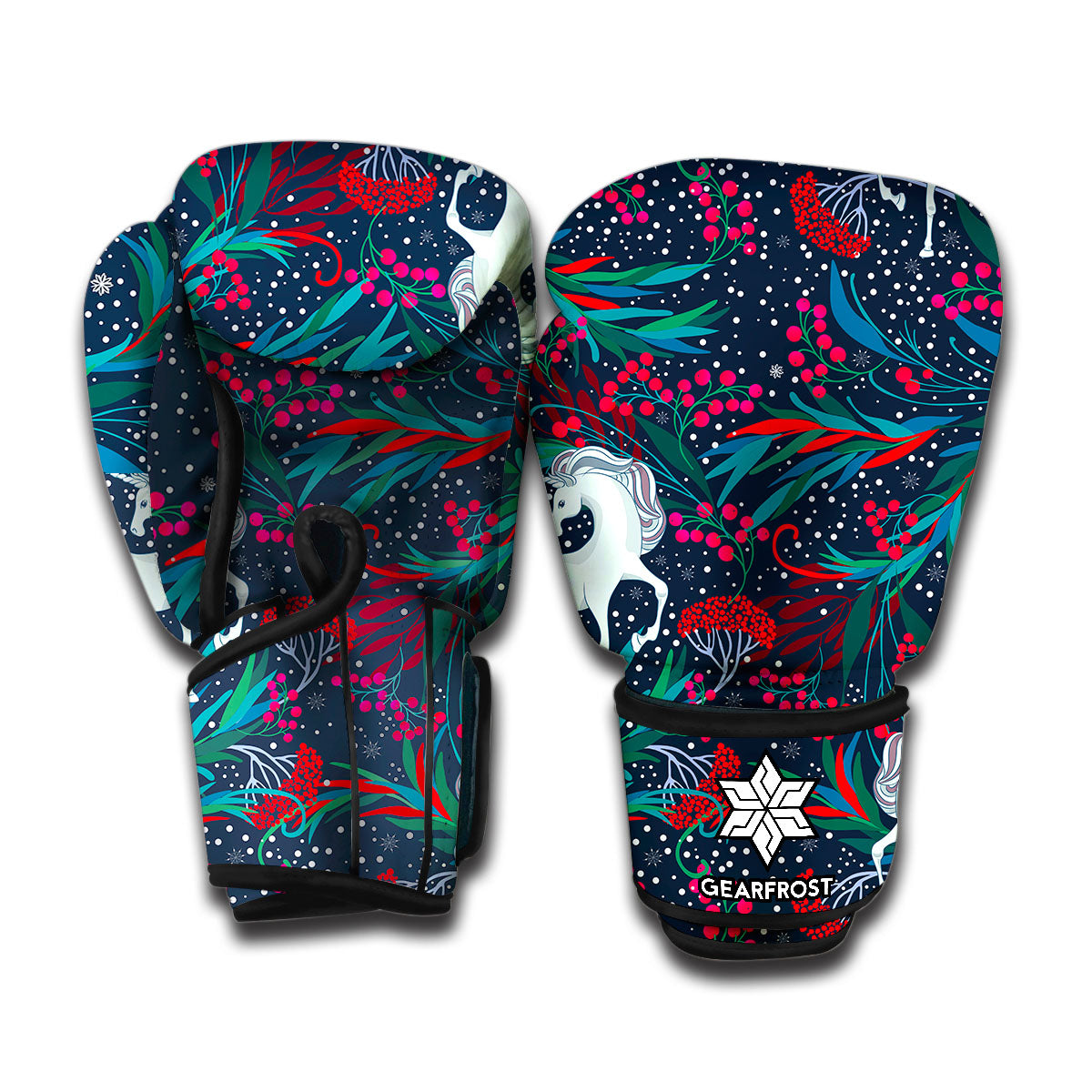 Fairy Floral Unicorn Pattern Print Boxing Gloves