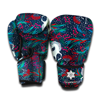 Fairy Floral Unicorn Pattern Print Boxing Gloves
