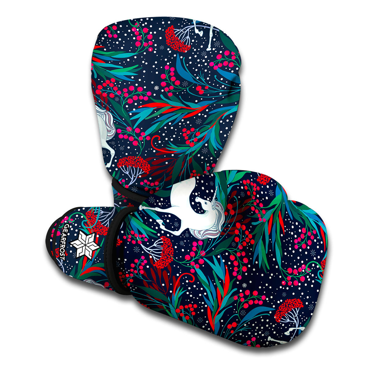 Fairy Floral Unicorn Pattern Print Boxing Gloves
