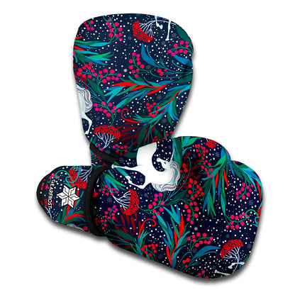 Fairy Floral Unicorn Pattern Print Boxing Gloves