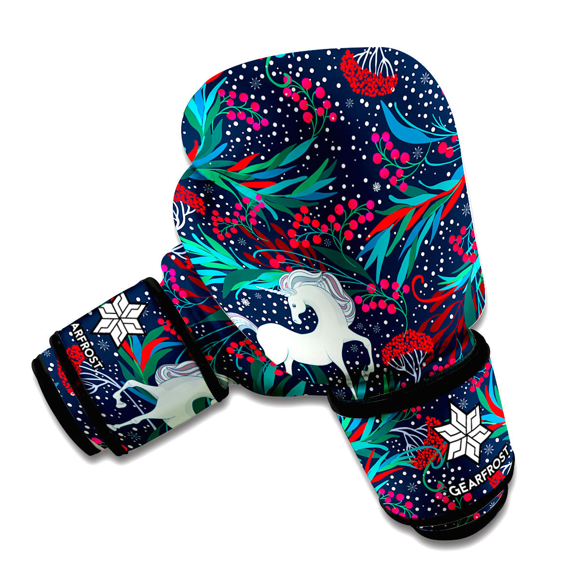 Fairy Floral Unicorn Pattern Print Boxing Gloves
