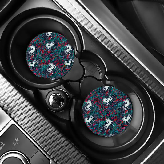 Fairy Floral Unicorn Pattern Print Car Coasters