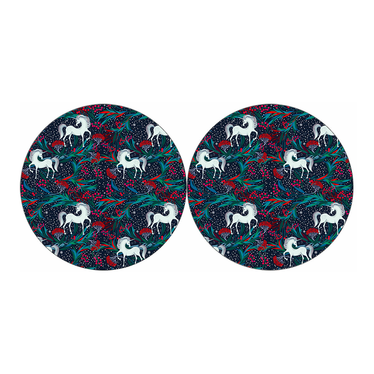 Fairy Floral Unicorn Pattern Print Car Coasters