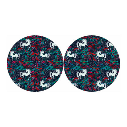 Fairy Floral Unicorn Pattern Print Car Coasters