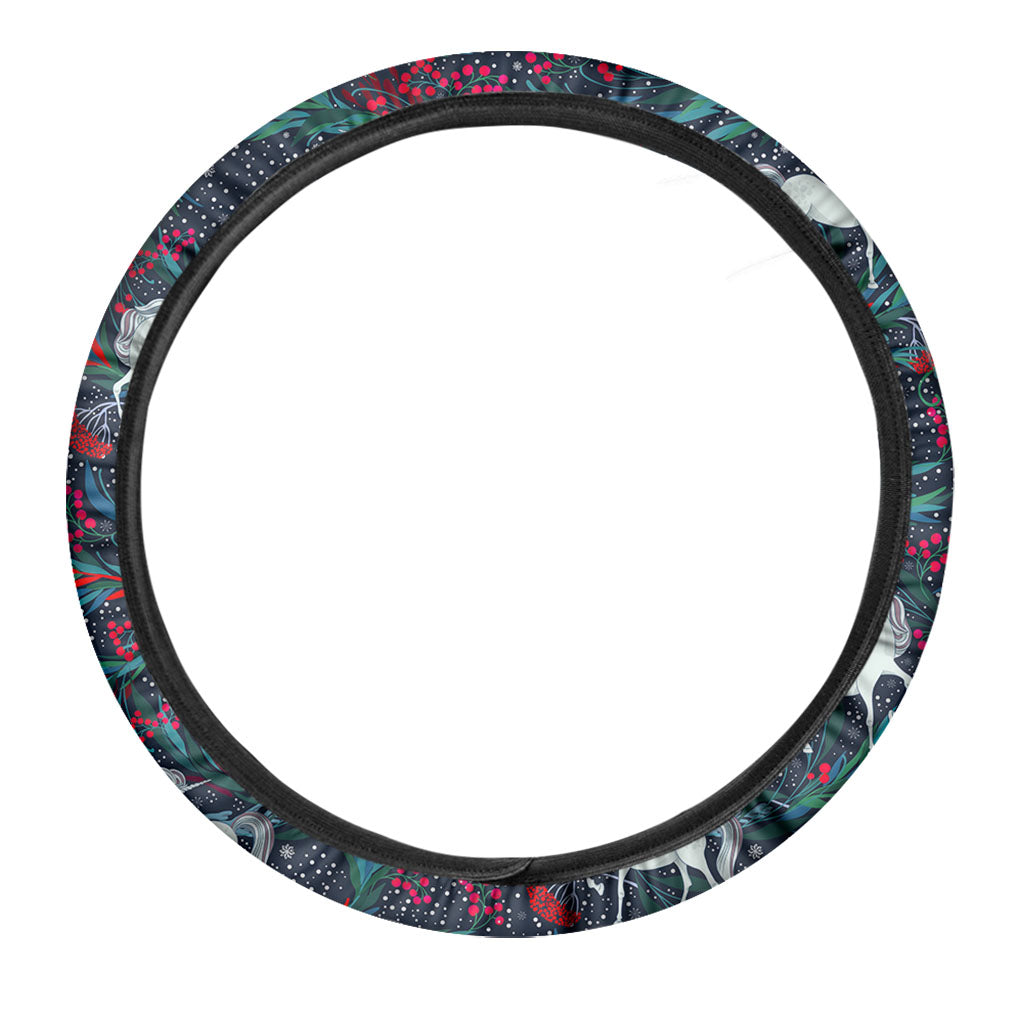 Fairy Floral Unicorn Pattern Print Car Steering Wheel Cover