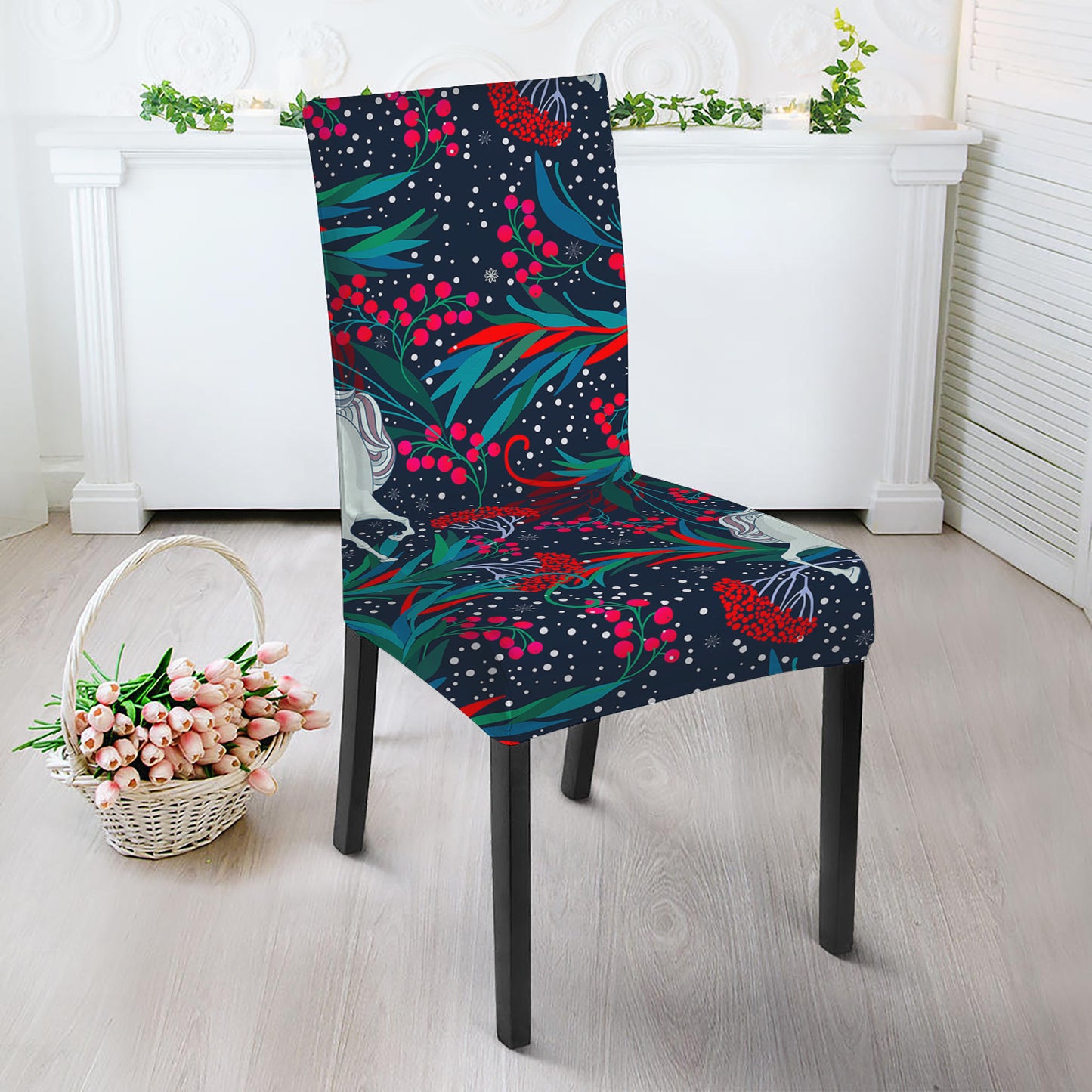 Fairy Floral Unicorn Pattern Print Dining Chair Slipcover