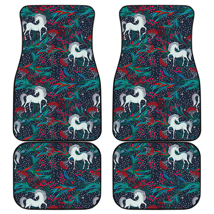 Fairy Floral Unicorn Pattern Print Front and Back Car Floor Mats