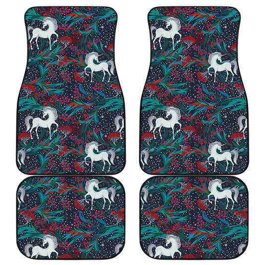 Fairy Floral Unicorn Pattern Print Front and Back Car Floor Mats