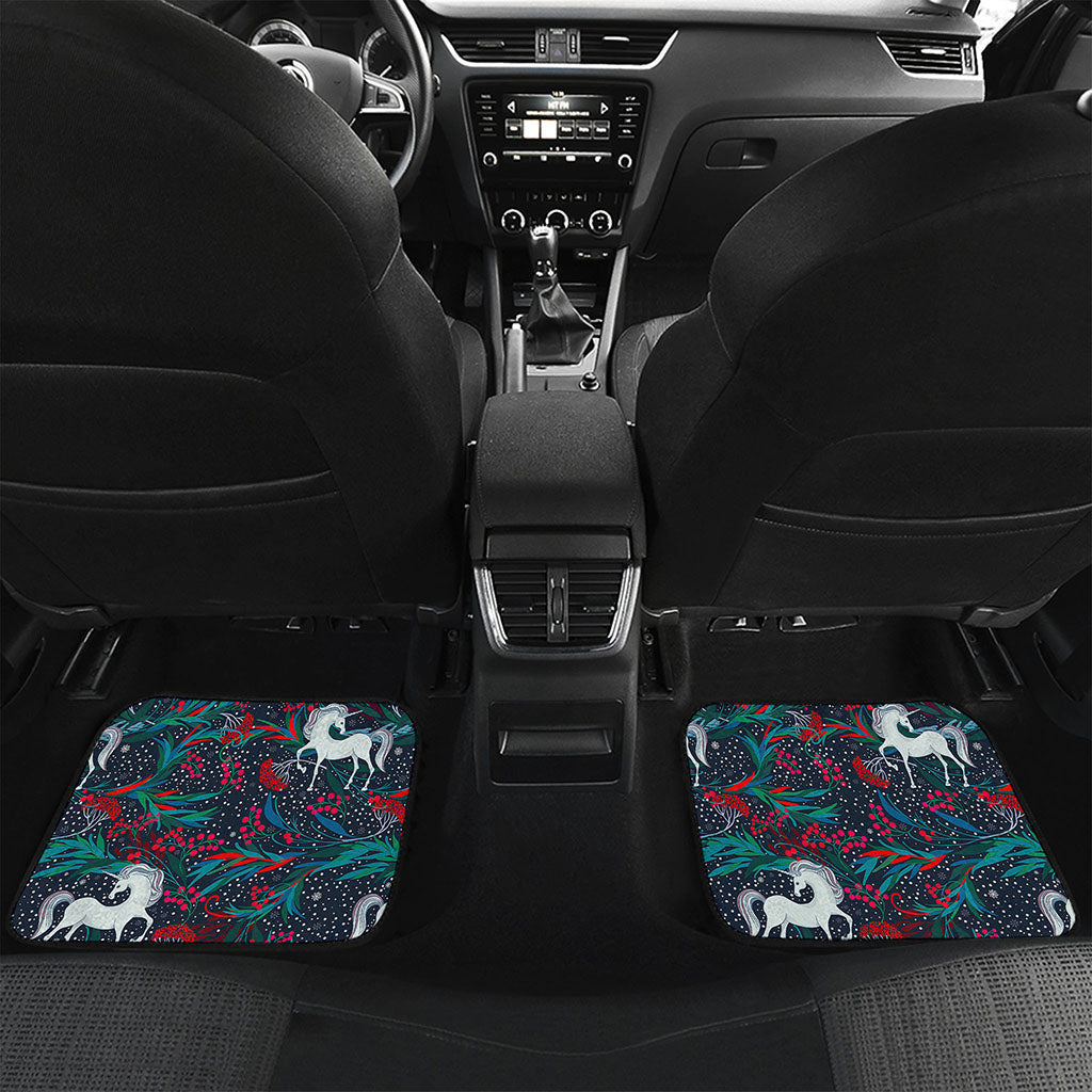 Fairy Floral Unicorn Pattern Print Front and Back Car Floor Mats