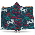 Fairy Floral Unicorn Pattern Print Hooded Blanket