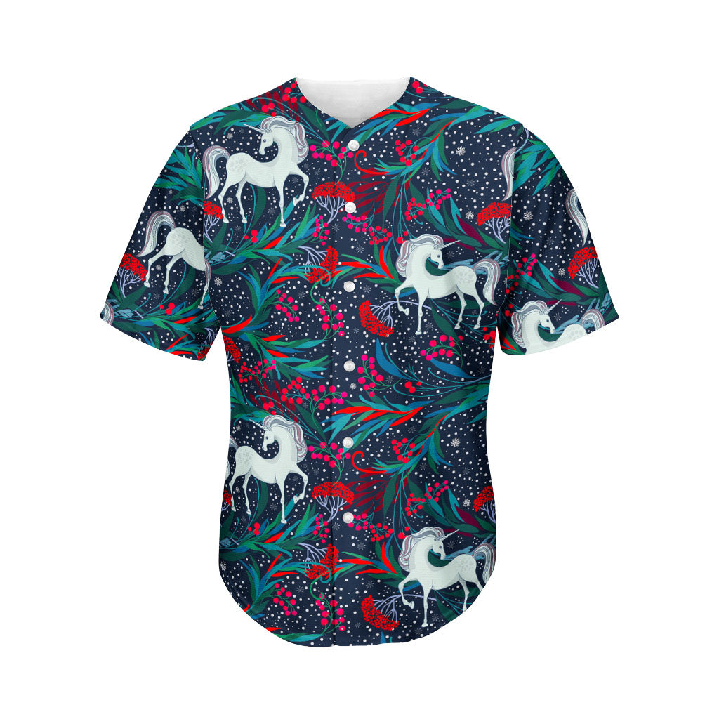Fairy Floral Unicorn Pattern Print Men's Baseball Jersey