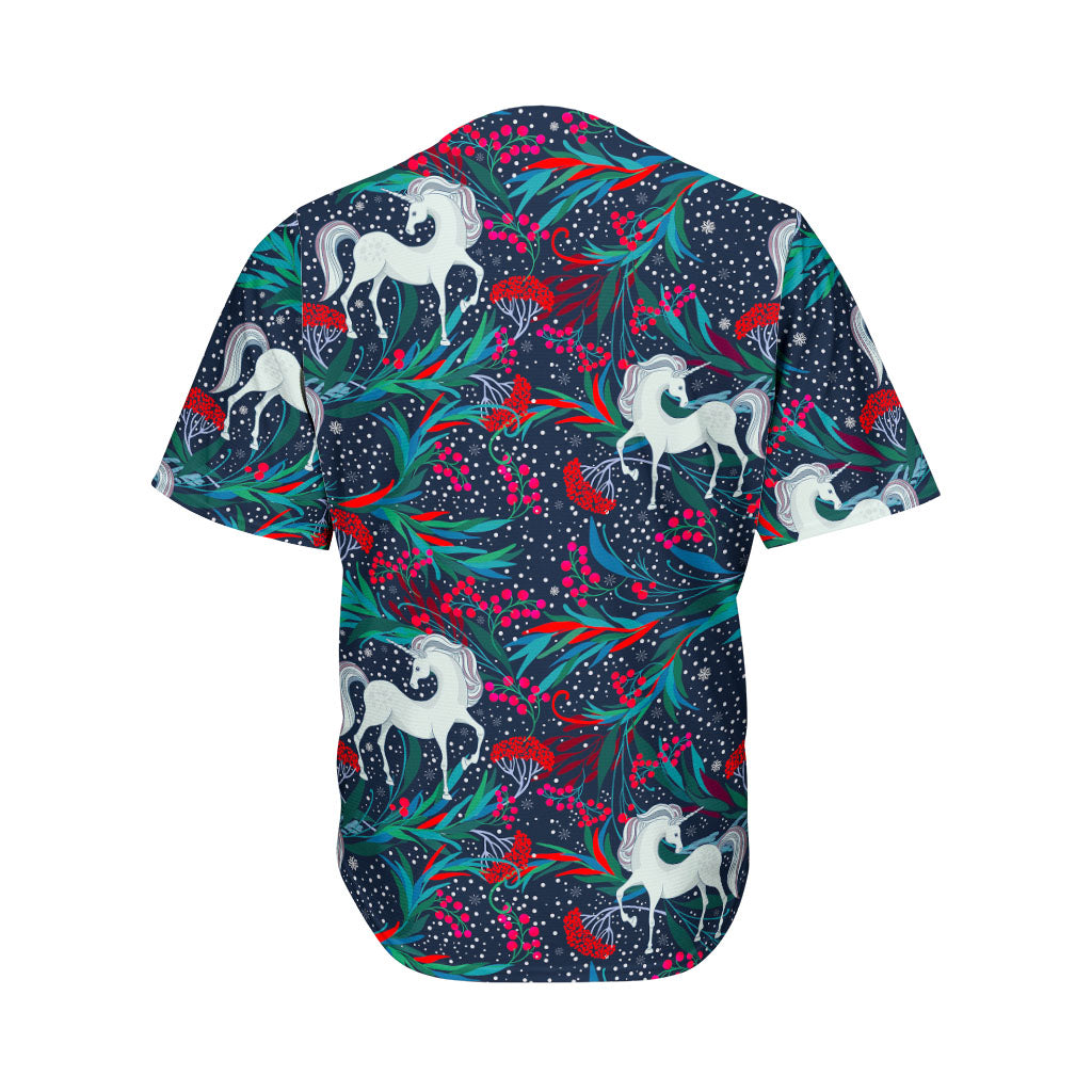 Fairy Floral Unicorn Pattern Print Men's Baseball Jersey