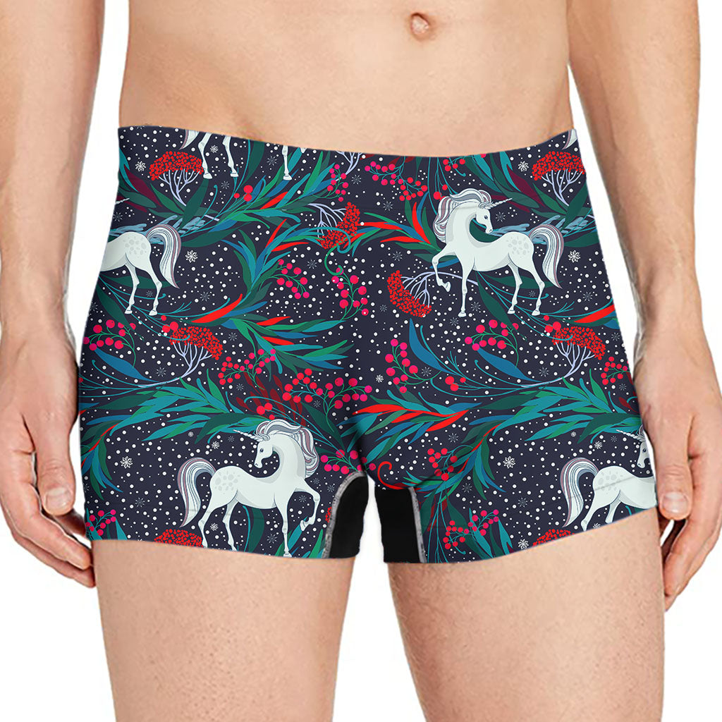 Fairy Floral Unicorn Pattern Print Men's Boxer Briefs