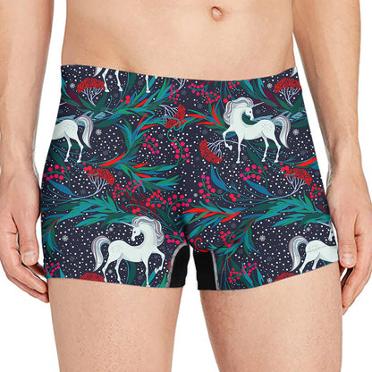 Fairy Floral Unicorn Pattern Print Men's Boxer Briefs