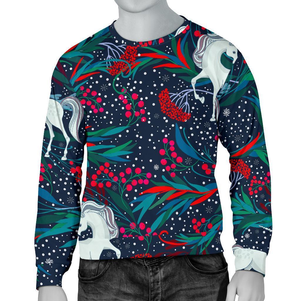 Fairy Floral Unicorn Pattern Print Men's Crewneck Sweatshirt GearFrost